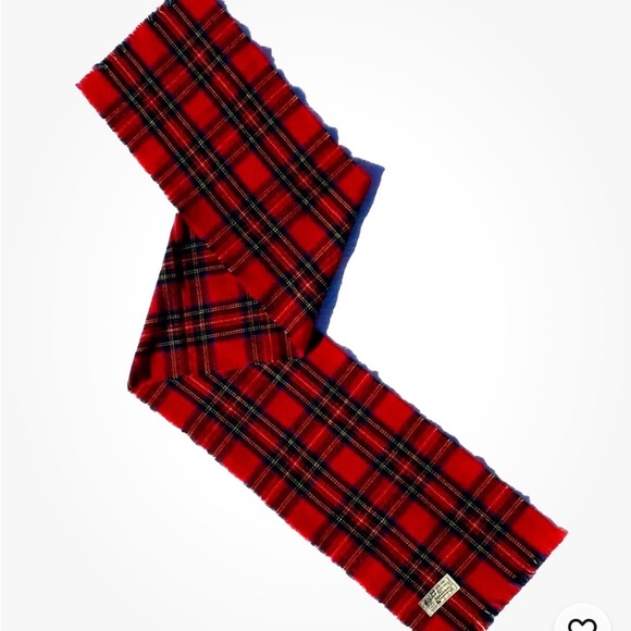 Red Tartan Vintage Wool Scarf - Picture 2 of 3